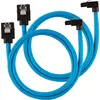 Image de Câble SATA gainé CORSAIR Premium - SATA 6Gbps 60 cm, connecteur à 90°, Bleu