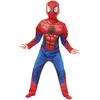 Image de RUBIE'S SPIDER-MAN - Marvel Officiel - Déguisement pour enfant de luxe Spider-Man. Taille 7-8 ans. Costume avec combinaison aux muscles rembourrés et cagoule attache velcro