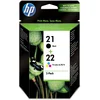Image de HP 21/22 SD367AE Pack de 2, Cartouche d'encre Authentique, Imprimantes Deskjet, Psc et Officejet, Noir et trois Couleurs (Cyan, Magenta, Jaune)