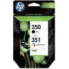 Image de HP 350/351 SD412EE Pack de 2, Cartouche d'encre Authentique, Imprimantes Deskjet, Photosmart, Noir, trois Couleurs (Cyan, Magenta, Jaune)