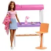 Image de Barbie Mobilier Coffret d'Intérieur Poupée et Lit Superposé Transformable, Accessoires de Bureau Inclus, Jouet pour Enfant, FXG52 Multicolore