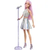 Image de Barbie Métiers poupée Pop Star, chanteuse avec Micro et Cheveux Roses, Jouet pour Enfant, FXN98