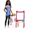 Image de Barbie Métiers Coffret poupée Professeure d'art Brune avec Une Figurine d'enfant, Toile et Accessoires, Jouet pour Enfant, GJM30 Multicolore