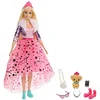 Image de Barbie Royal Adventure poupée blonde avec jupe rose en tulle, figurine chiot et accessoires inclus, jouet pour enfant, GML76