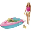 Image de Barbie Mobilier Bateau pouvant Transporter 3 poupées avec Gilet de Sauvetage, Figurine Chiot, 2 Verres et Une poupée Incluse, Jouet pour Enfant, GRG30