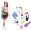 Image de Barbie Chevelure Arc-en-Ciel Léopard poupée avec Cheveux Qui changent de Couleur, 16 Accessoires de Mode et de Coiffure, Jouet pour Enfant, GRN81