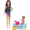 Image de Barbie Famille Coffret Piscine avec poupée Skipper Baby-Sitter, Figurine Petite Fille en Maillot de Bain et Accessoires, Jouet pour Enfant, GRP39