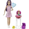 Image de Barbie Famille Coffret Anniversaire avec poupée Skipper Baby-Sitter, Figurine bébé, Chaise Haute et Accessoires, Jouet pour Enfant, GRP40
