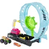 Image de Hot Wheels Monster Trucks Coffret Défi Looping Phosphorescent avec Lanceur, 1 Voiture Monster Truck et 1 Voiture 1:64 incluses, Jouet Enfant, HBN02