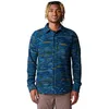 Image de Mountain Hardwear Chemise à Manches Longues Microchill pour Homme, Imprimé stries caspiennes foncées, Taille XL