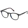 Image de Tom Ford FT 5891 -B 005 Lunettes de vue Noir brillant, or rose avec logo T/bleu, noir