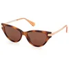 Image de MAX&Co. MO0101 Lunettes de Soleil Femme, Lunettes de Soleil En Métal Légères et Élégantes, Étui Inclus, Forme Lentille Chat, Verres Marron, Havane Foncé